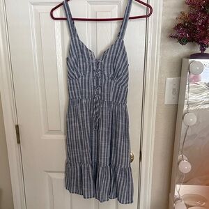 Francesca's Collections Blue and White Striped Midi Dress